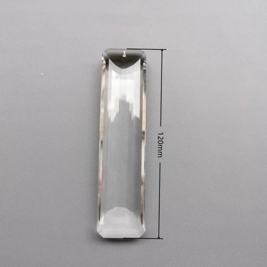 Camal 2Pcs 75/100/120mm 1Hole Faceted Rectangle Crystal Spacer Pendants, Clear Prism Hanging Ornaments for Wedding Arch Backdrop