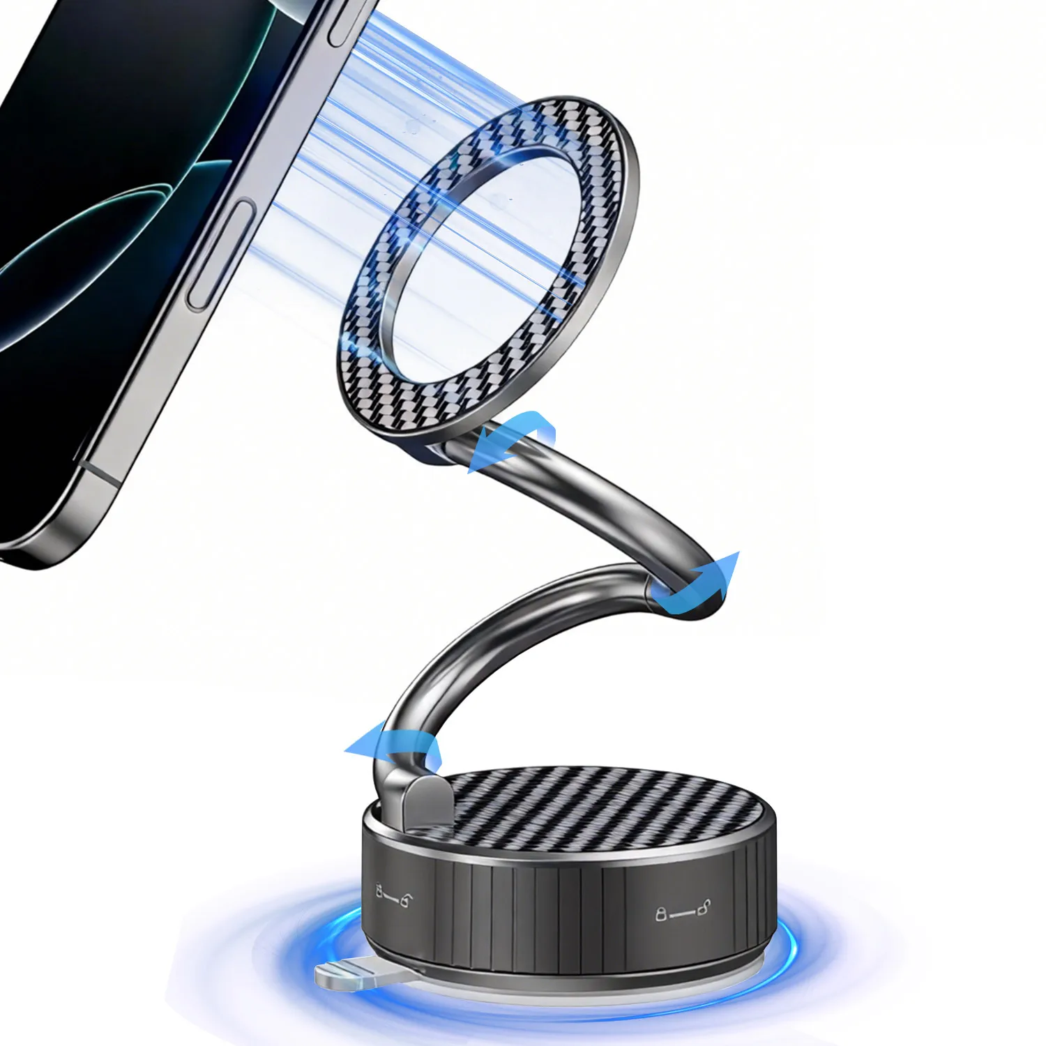 

Автомобильный вакуумный магнитный держатель для телефона, складной вакуумный кронштейн на присоске для спортзала/зеркала/душа для Magsafe iPhone 17, 16, 15, 14, 13, 12