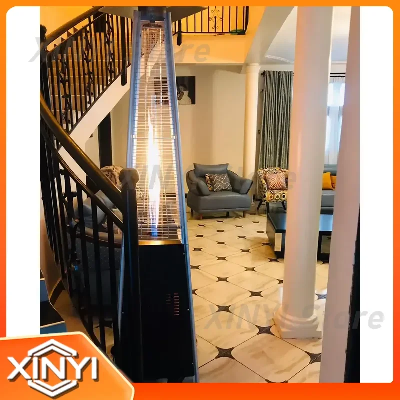 CE Approved Pyramid Standing Gas Flame Patio Heater for Glass Tube