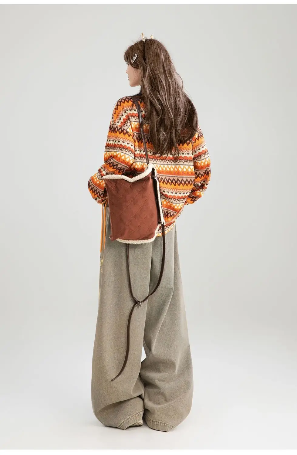 جينز بنات موضة الطباعة الكتابة على الجدران الكورية الجديدة خمر نمط فضفاض المرأة الجينز بنطال ذو قصة أرجل واسعة