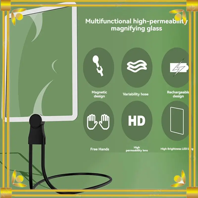 

DN-Hands Free Magnifying Glass Dimmable Neck Wear Magnifier With 50 LED Lights Multi-Purpose Handheld For Seniors