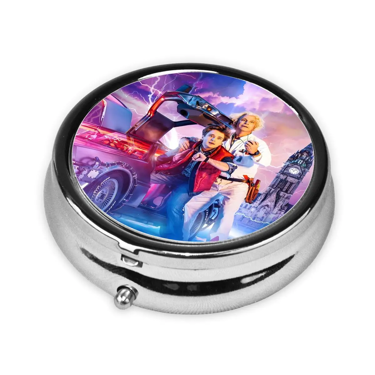 العودة إلى المستقبل حافظة حبوب منع الحمل المدمجة المحمولة لمحفظة الخيال العلمي الكوميدي فيلم الطب حقيبة للتخزين صندوق حبوب منع الحمل للسفر #4