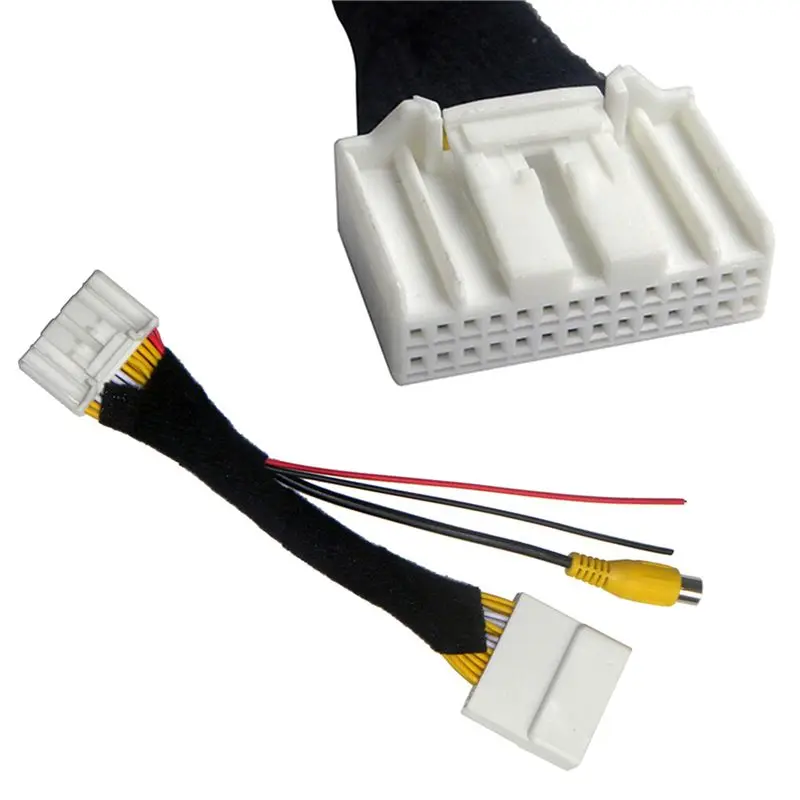 A48P-6X 28 Pin Car RCA Video Reverse Camera Convert Cable Adapter For Mazda 2 3 6 CX-5 Demio Axela Roadster MX-5 Miata
