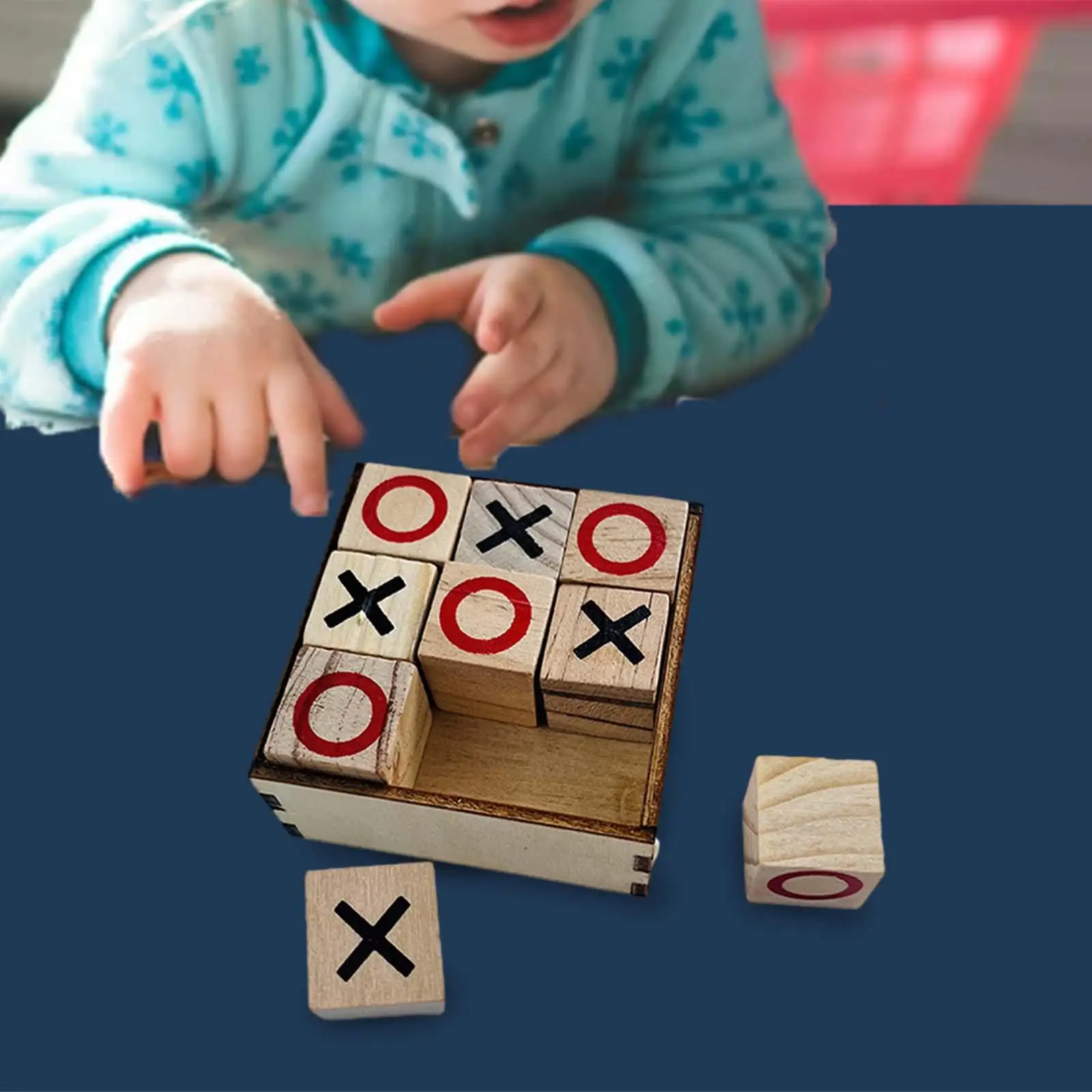 Wood Tic TAC Toe Game Set Classical Family Games Noughts and Crosses for