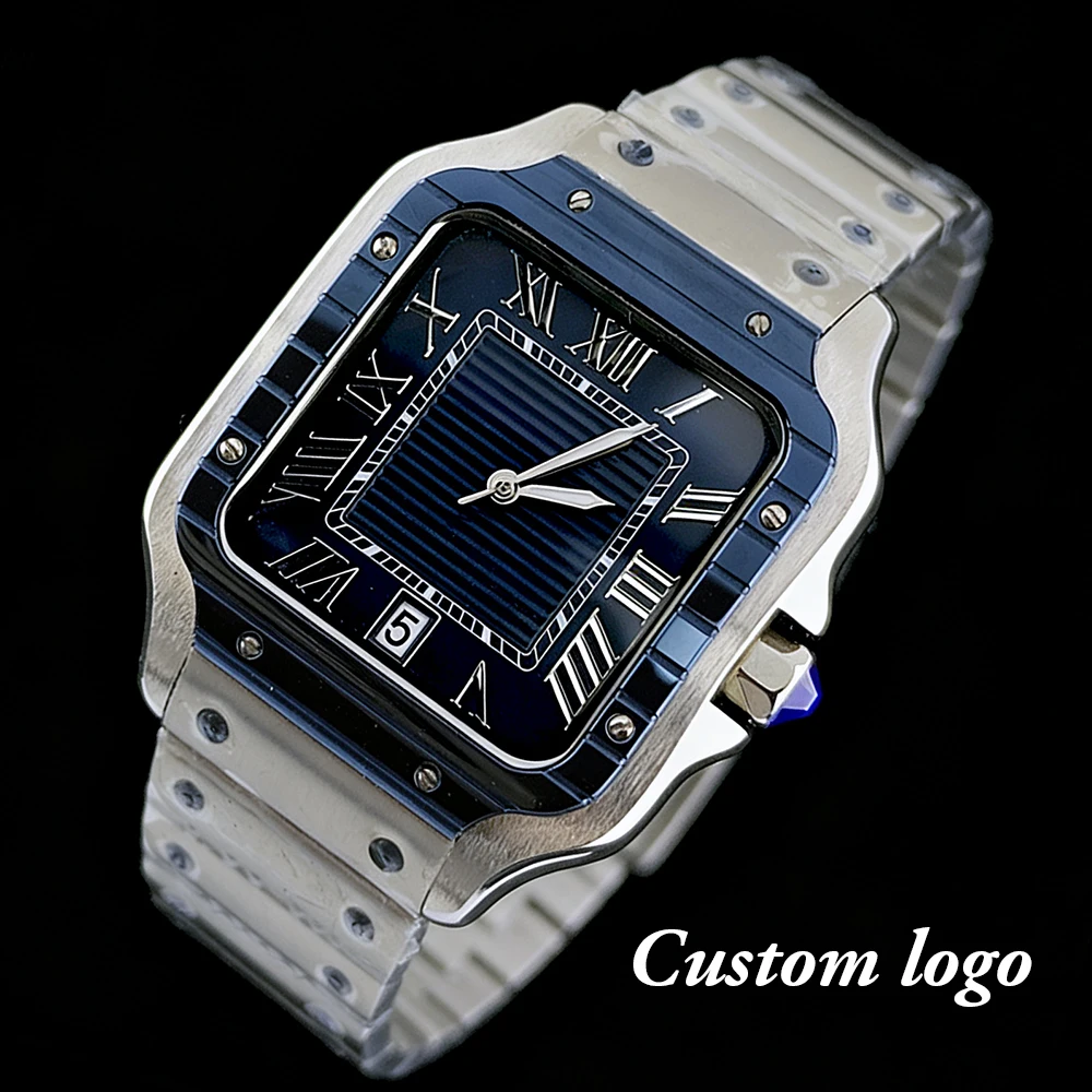 

Квадратные часы NH35, 38 мм, часы с индивидуальным логотипом, мужские автоматические часы, часы из нержавеющей стали, часы с механизмом NH35