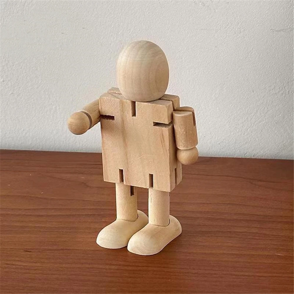 Mini Figurines Wooden Robot Articulated Animals Home Creative Crafts Dummy Decoration Dog Giraffe Snail Elephant Small Ornaments