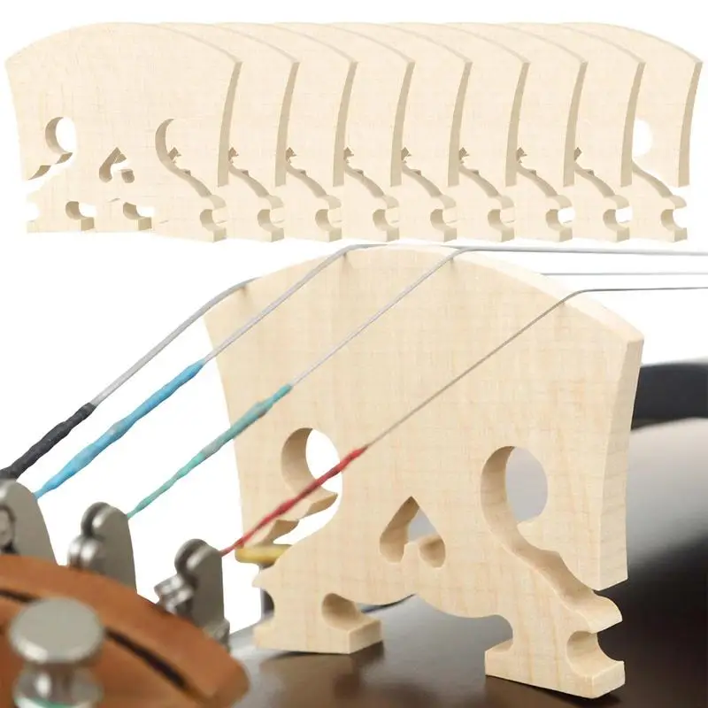 Violin Maple Bridge 10pcs/set Maple Wood Violin String Bridges Lightweight Violin String Bridges For Instrument Learner Violin