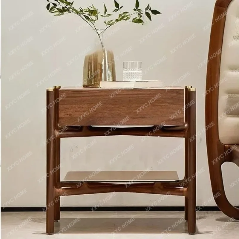 XX minimalist creative bedside table black walnut solid wood home bedroom bedside table customization