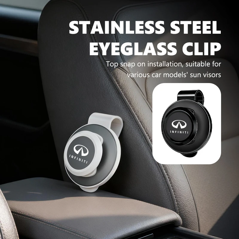 

Car Logo Sunglasses Holder Stainless Sunglasses Ticket Clip Decoration Accessories For Infiniti FX45 FX50 G25 G35 G37 JX35 Q50L