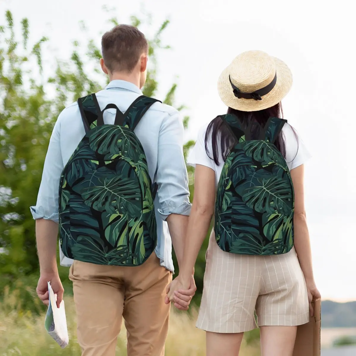 Green Tropical Jungle Leaf Print Backpack Hot Sale Daypack Large Capacity Kids BookBag School Bag Shoulder Bags for Men Women