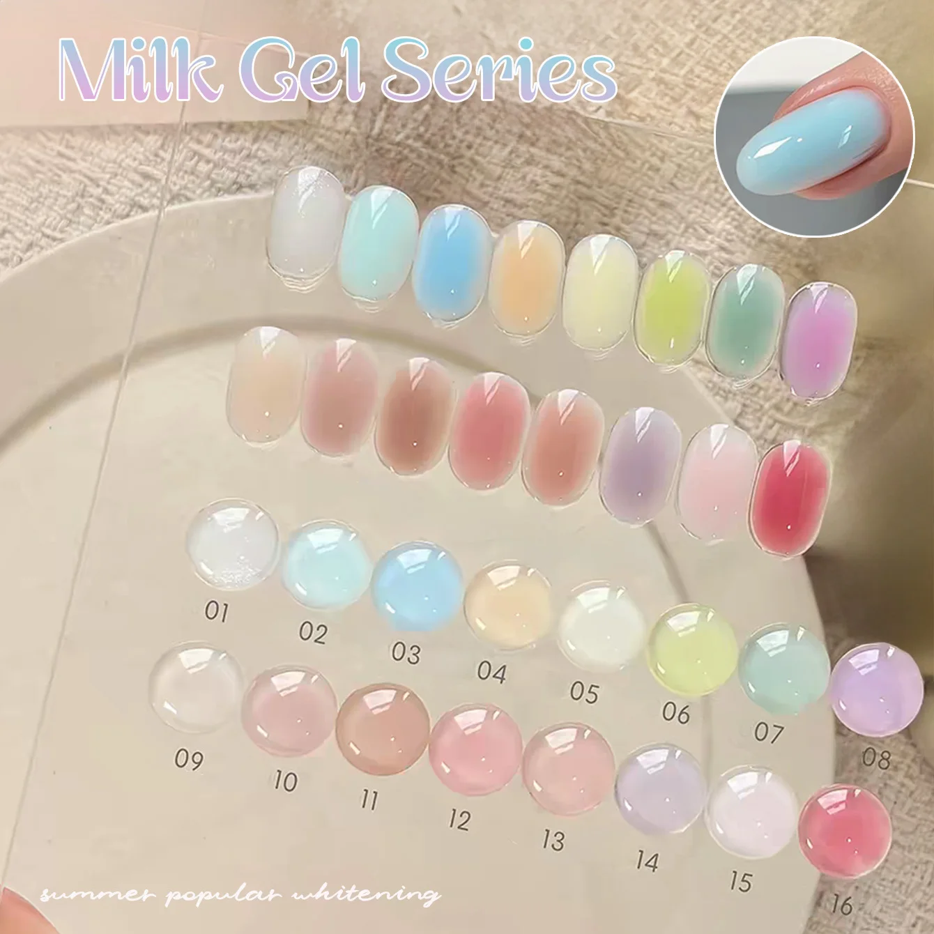 1pcs PSK 2026 New Ice Transparent Milk Jelly Gel Nail Polish Summer Popular Dopamine Candy Color Cream Pudding Gel Nail Art