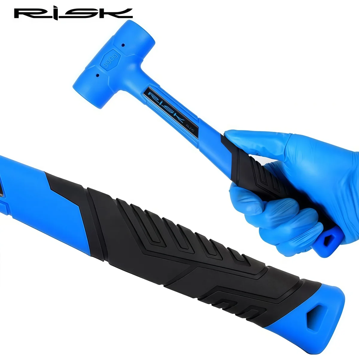 RISK RL242 Bike Repair Hammer – Plastic-Coated Low-Bounce Hammer with Steel Balls Integrated Injection Molding (390 g)