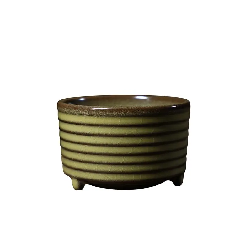Pure handmade string pattern furnace, line incense burner Chinese style, kiln glaze incense road incense burner