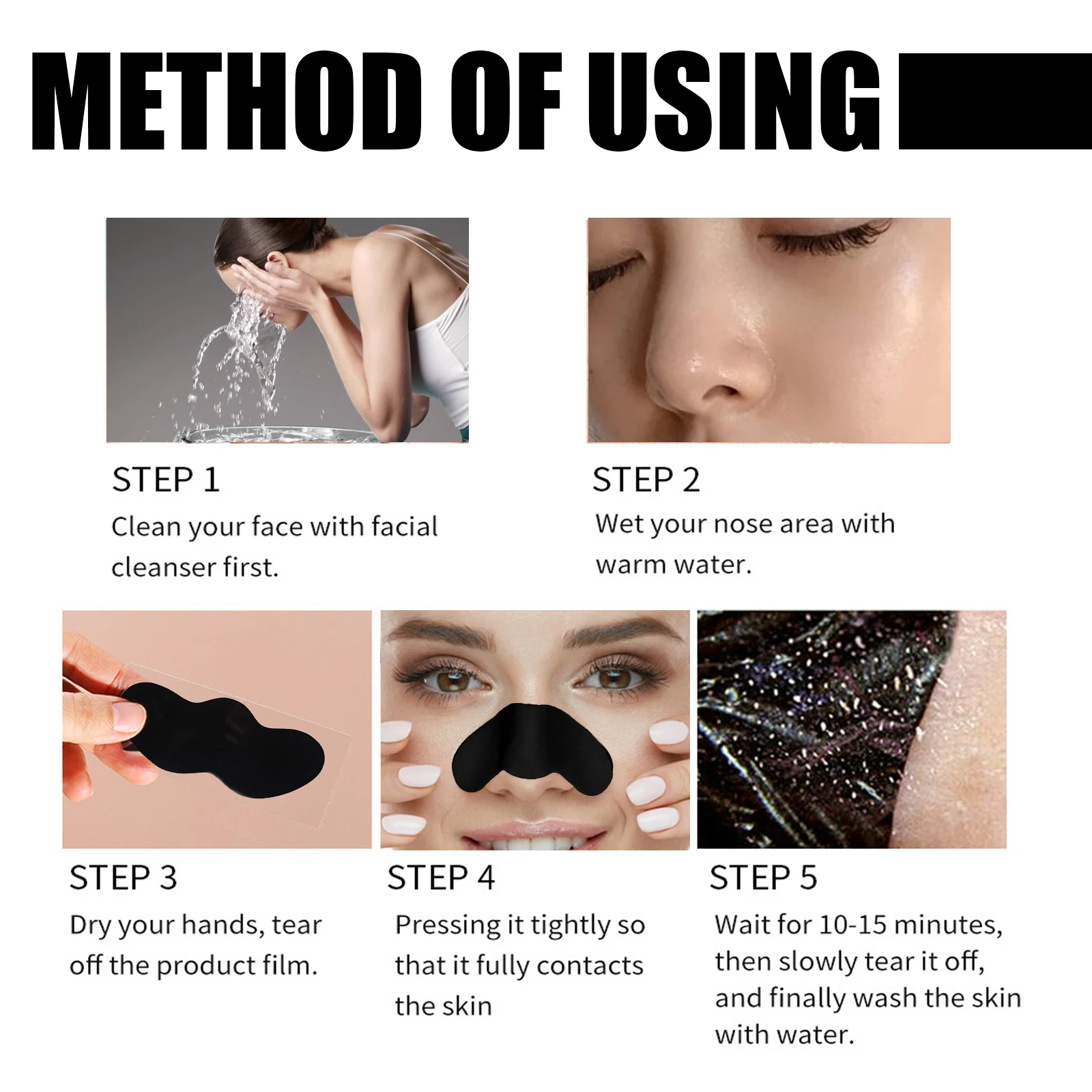 10pcs/Box Charcoal Blackhead Remove Mask Peel Nasal Strips Deep Cleansing Shrink Pore Oil Control Nose Black Head Remove Sticker