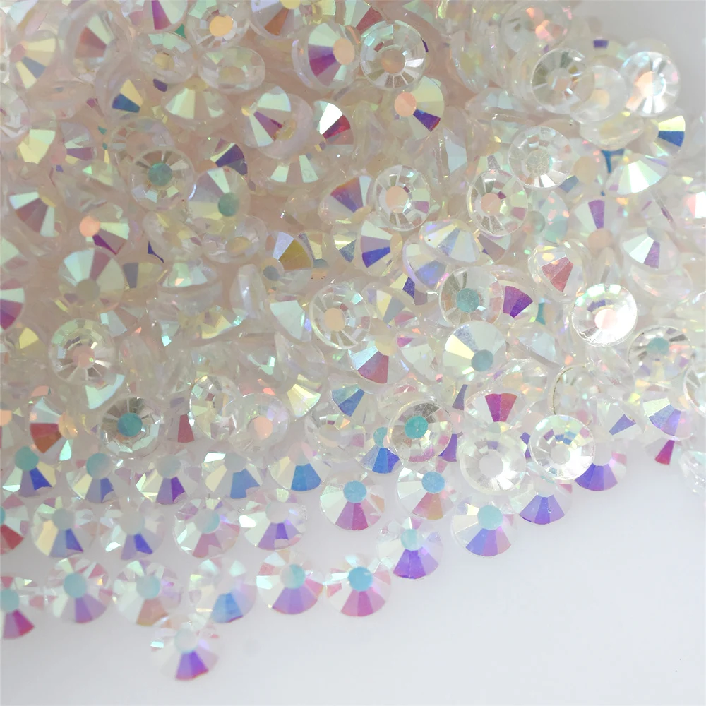 SS3-40 Clear AB Transparent AB Glass Flatback Rhinestones Nail Art Decorations Glitter Non Hotfix Glue on Gems DIY Craft Clothes