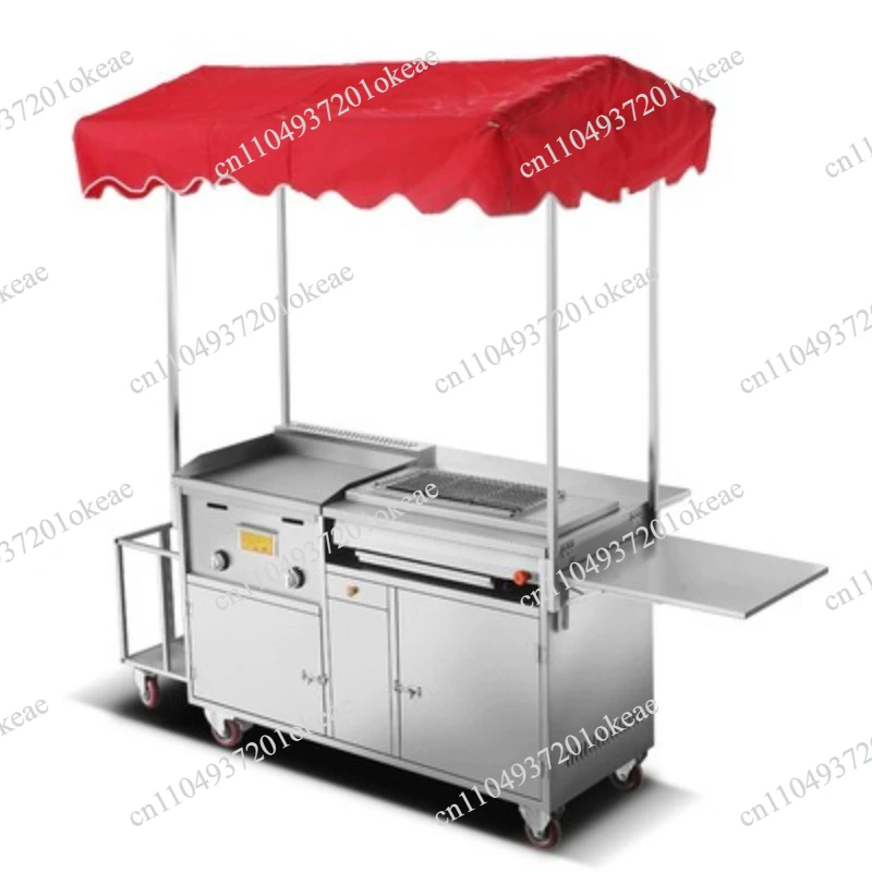 Multifunctional breakfast Mobile stall car Grilling stove Snack car Fried French fries Pancake iron plate