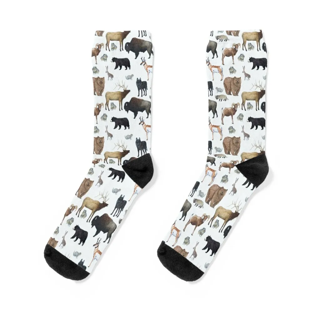 Mammals of Yellowstone National Park Socks cartoon Antiskid soccer designer Men Socks Women's