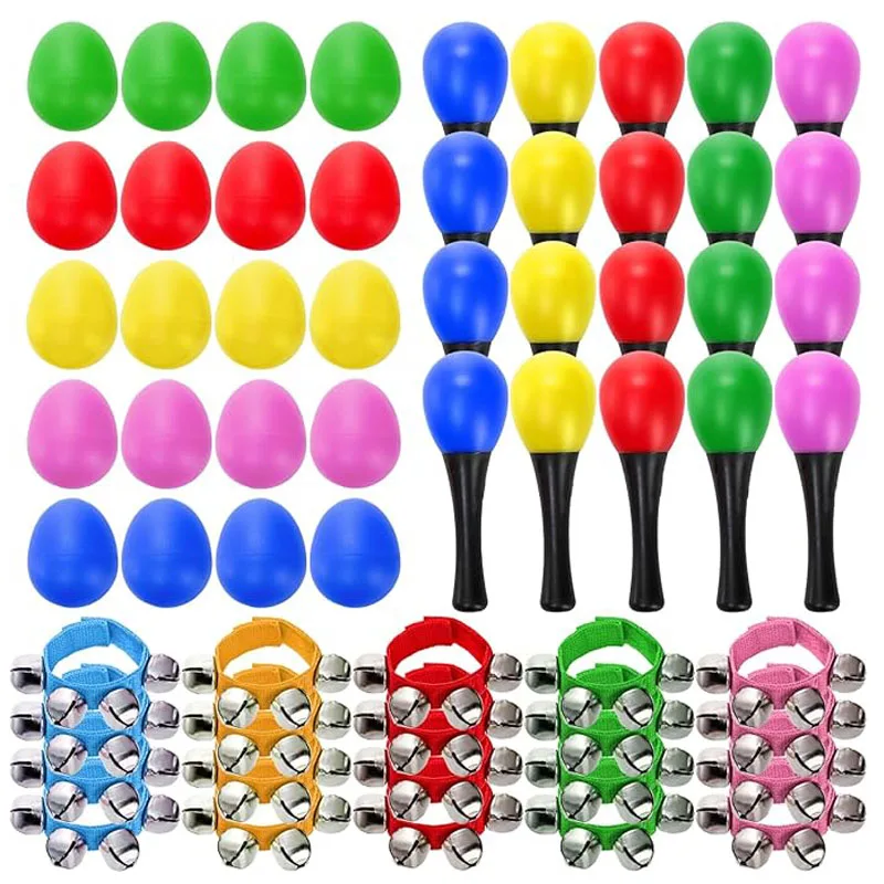 Hand Musical Instruments Shaker Egg Maracas Rattle Wrist Jingle Bells Rhythm Percussion Educational Birthday Party Favors Gifts