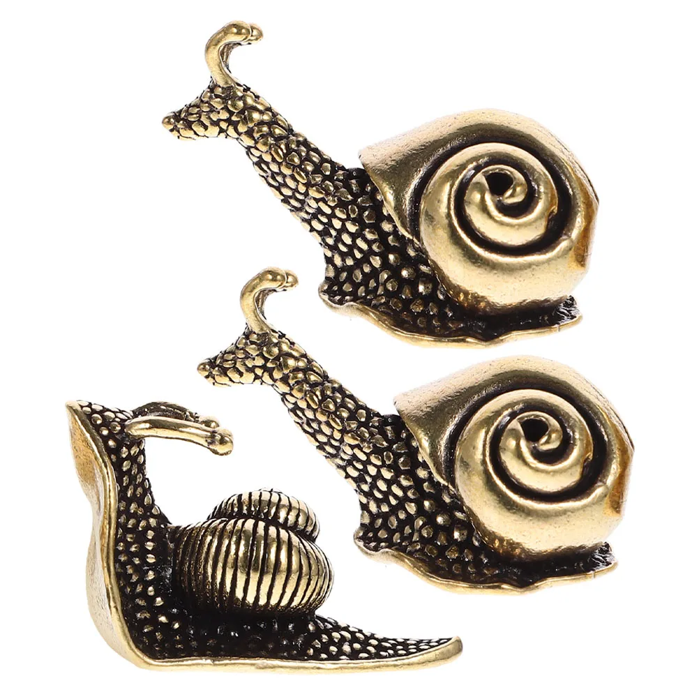3pcs Copper Snail Statue Mini Retro Garden Decor Outdoor Pond Brass Sculpture Accessories for Home Decorative Figurines