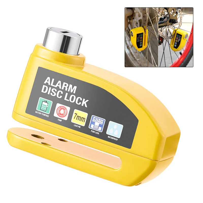 

Мотоциклетный противоугонный замок на дисковый тормоз, водонепроницаемый, 110 дБ, громкий, с сигнализацией