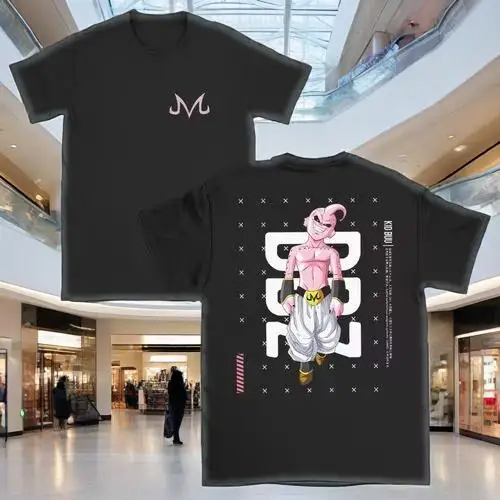 

2025 Kawaii Majin Buu Gym Ball Z Fitness Anime T-shirt for Men Cotton Short-sleeved Round Neck Summer Clothing for Parents