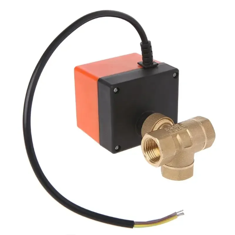 DN15/20/25/32 AC220V Brass Electric Ball Valve Three Wire Two Control 3-way Solenoid Valve with Actuator