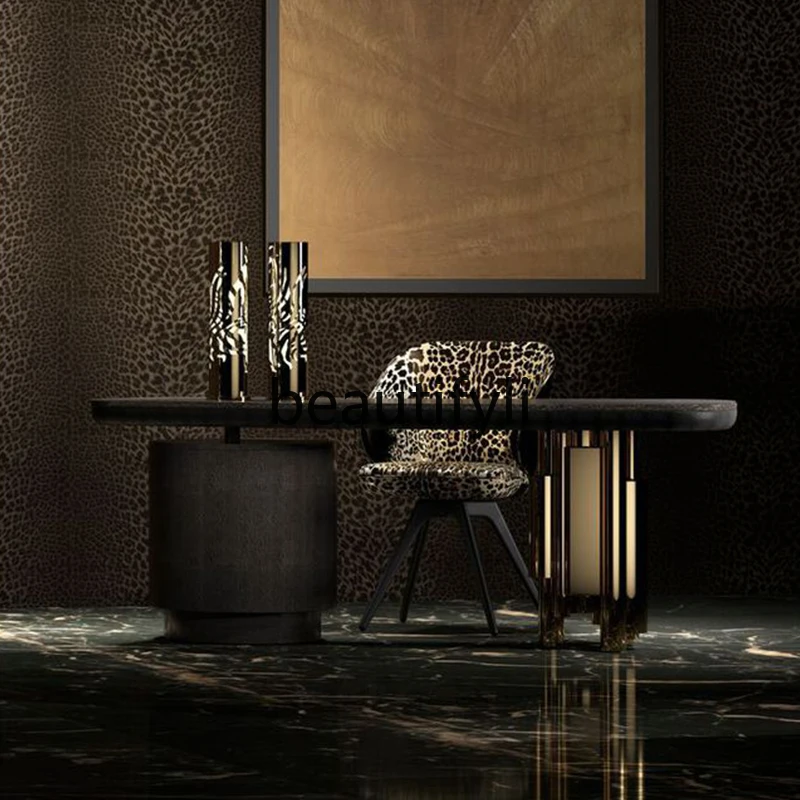 E182 Light luxury desk boss table, household stainless steel computer table designer high-end Italian minimalist desk