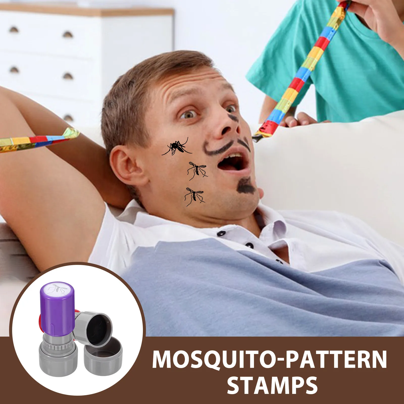 2 Pezzi Timbro Finto Zanzara Autoinchiostrante in Plastica Resistente, Regalo Scherzo per Feste di Halloween, Oggetto Interattivo per Trucchi, Novità Divertente