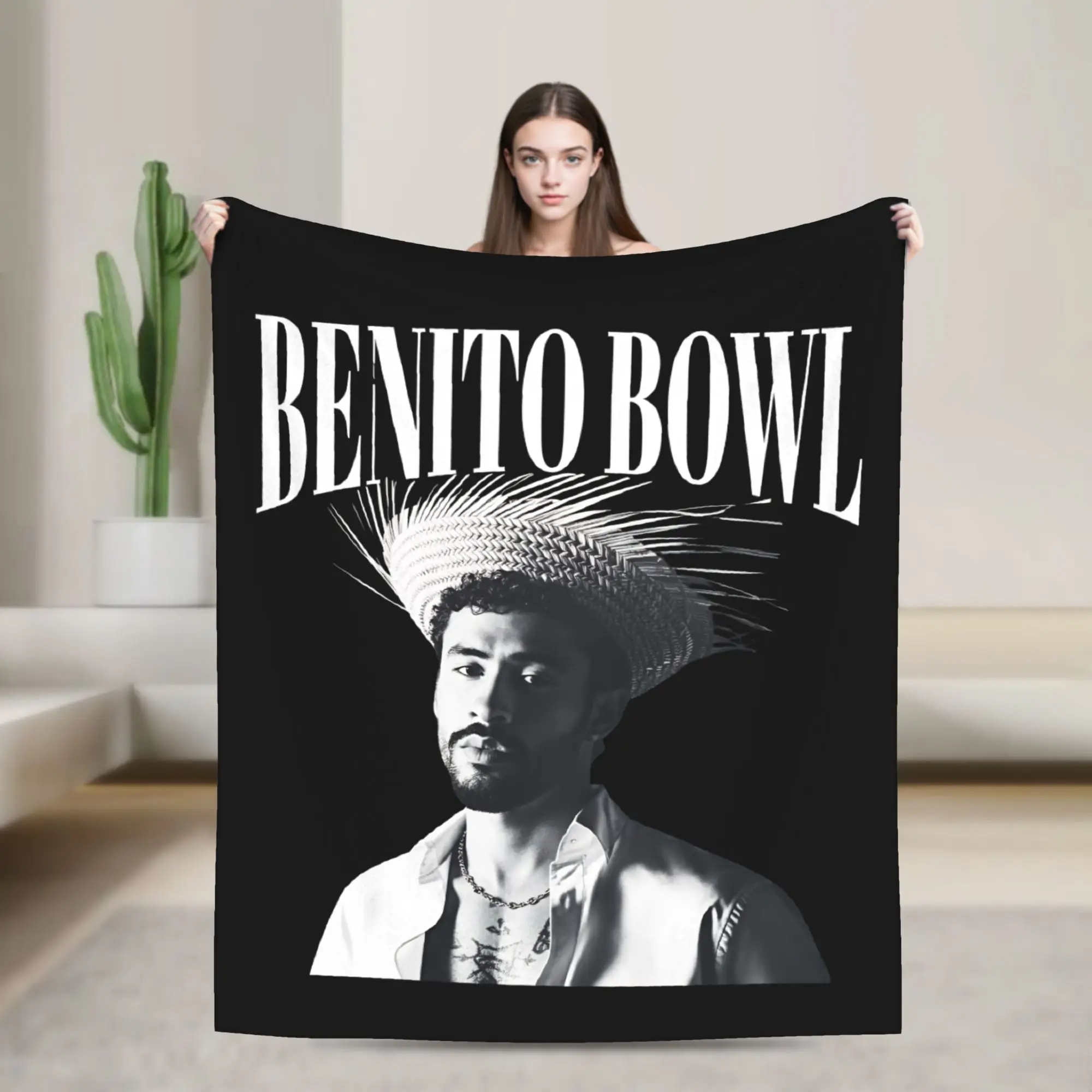 Benito Bowl Puerto Rico Football Blankets Fleece Bad Bunny  Lightweight Throw Blankets for Outdoor Travel Bedroom Quilt