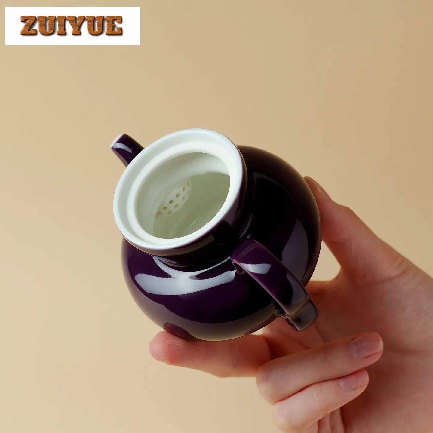 155ml Grape Purple Solid Color Teapot Boutique Tea Infuser Pot Household Tea Brewing Kettle With Ball Hole Puer Cha Decoration