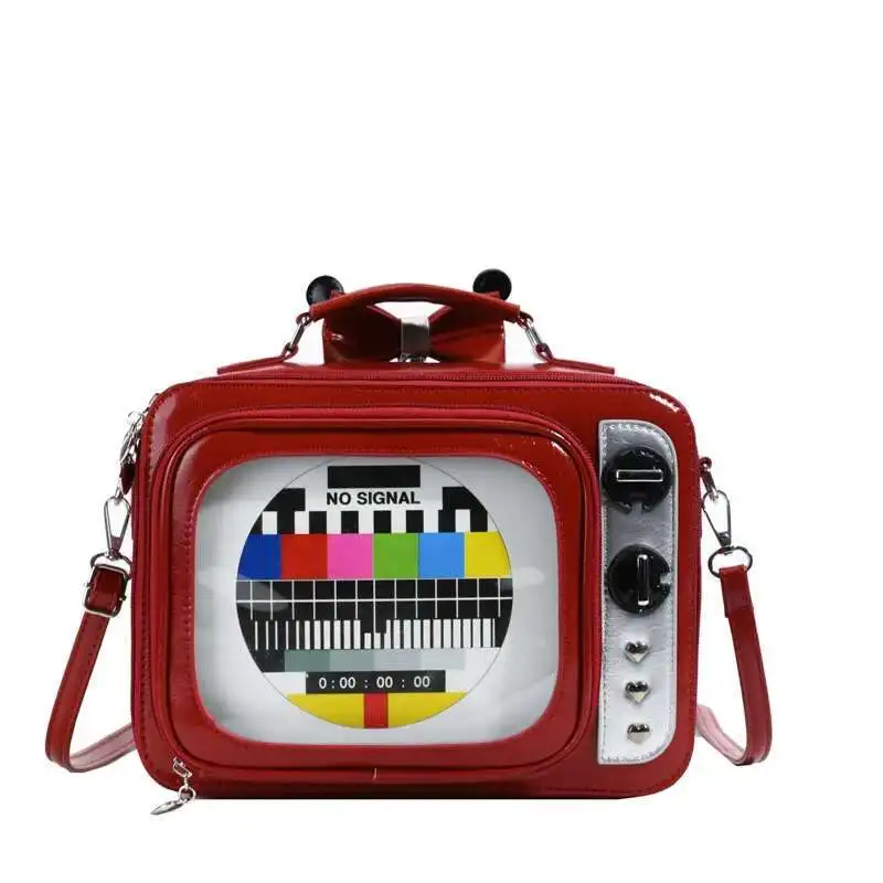 Women shoulder bag funny TV shape crossbody bag casual double shoulder message bag girls flap bag