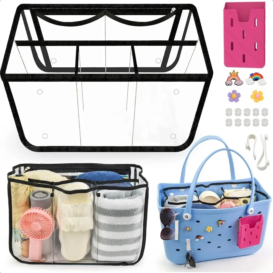

New Upgrade Clear Beach Bag Organizer Accories Set for Bogg Bag X Large Waterproof Divider Insert Suitable for Bogg Bag with Si