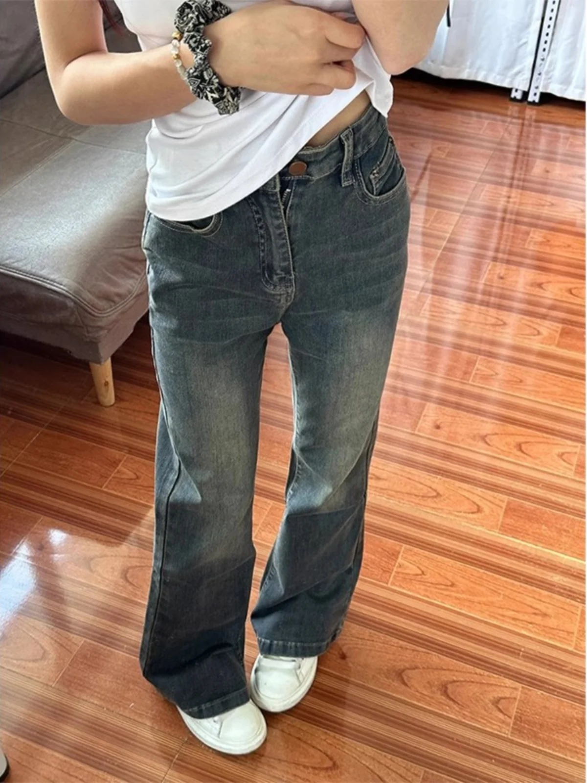 Pakaian Vintage Jepang Denim Wanita Longgar Baggy Y2K Hitam Fashion Korea Gaya Harajuku Streetwear Pinggang Tinggi Celana Lebar