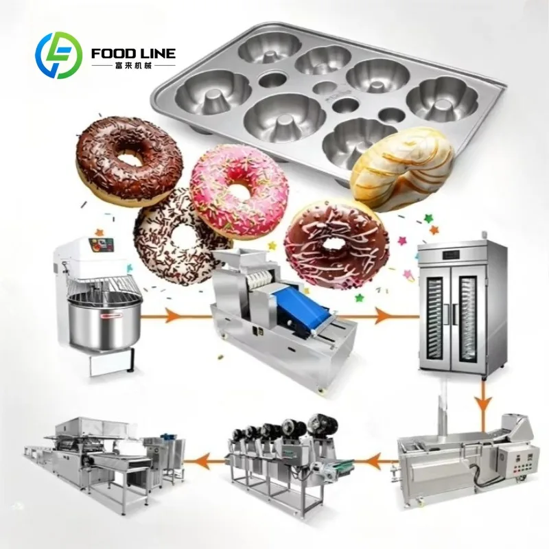 Automatic Donut Make Machine Commercial Small Doughnut Make Line Yeast Donut Production Line