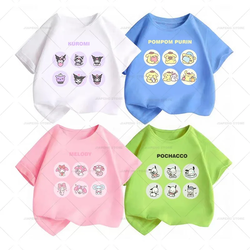 Sanrio Cute Pochacco Printed Stickers for Clothes Iron on Heat Transfers Cartoon Cinnamoroll Thermal on Girls T-shirt Applique