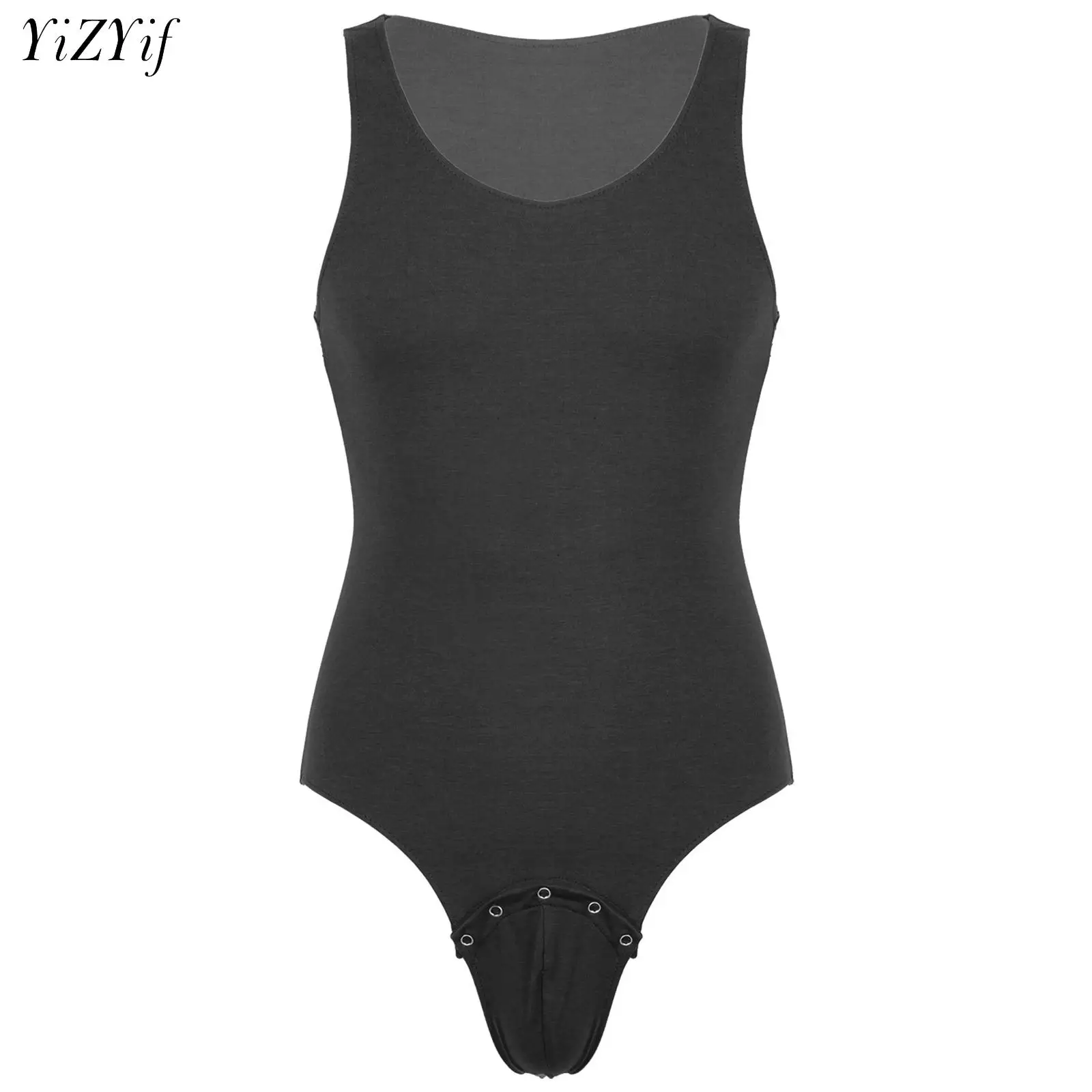 Men's Gymnastics Leotard Deep U Neck Undershirt One Piece Tank Top Bodysuit High Cut Thongs Sports Athletic Jumpsuit Shapewear