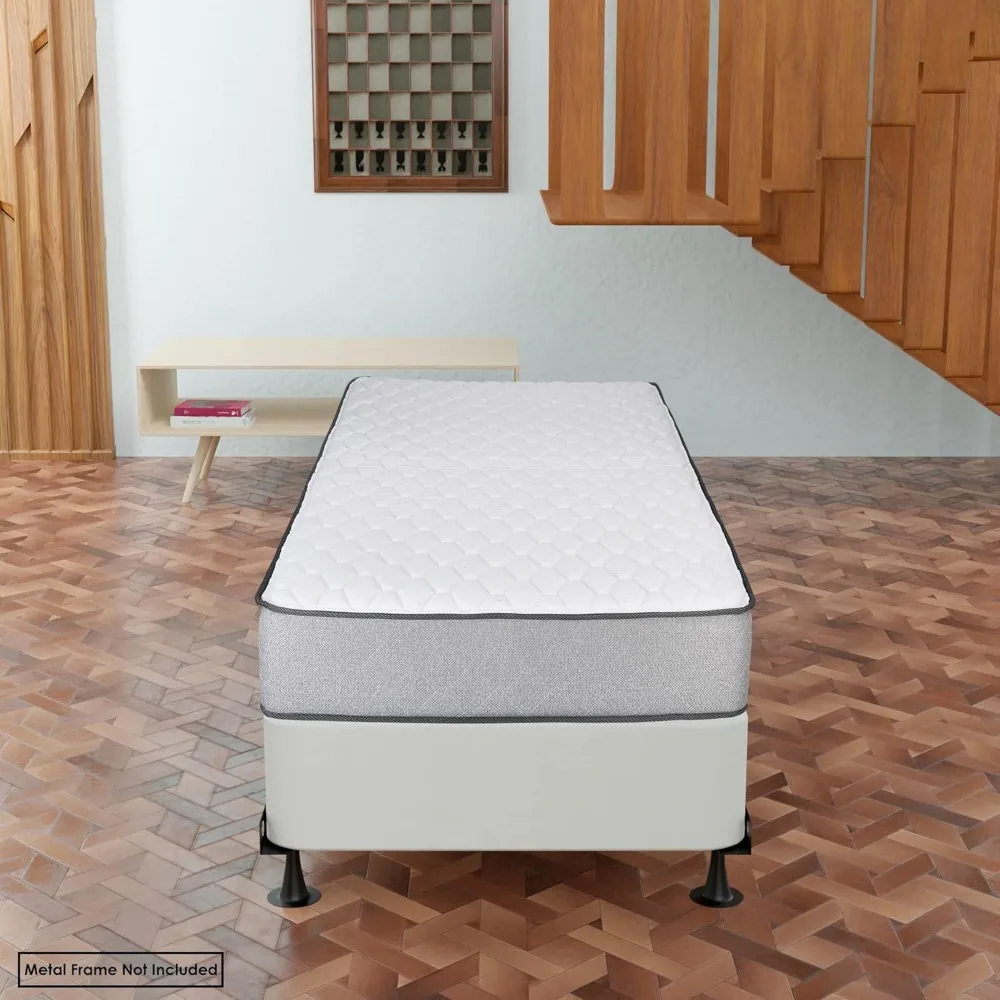 Low Profile Wood Traditional Box Spring/Foundation for Mattress, Twin, White