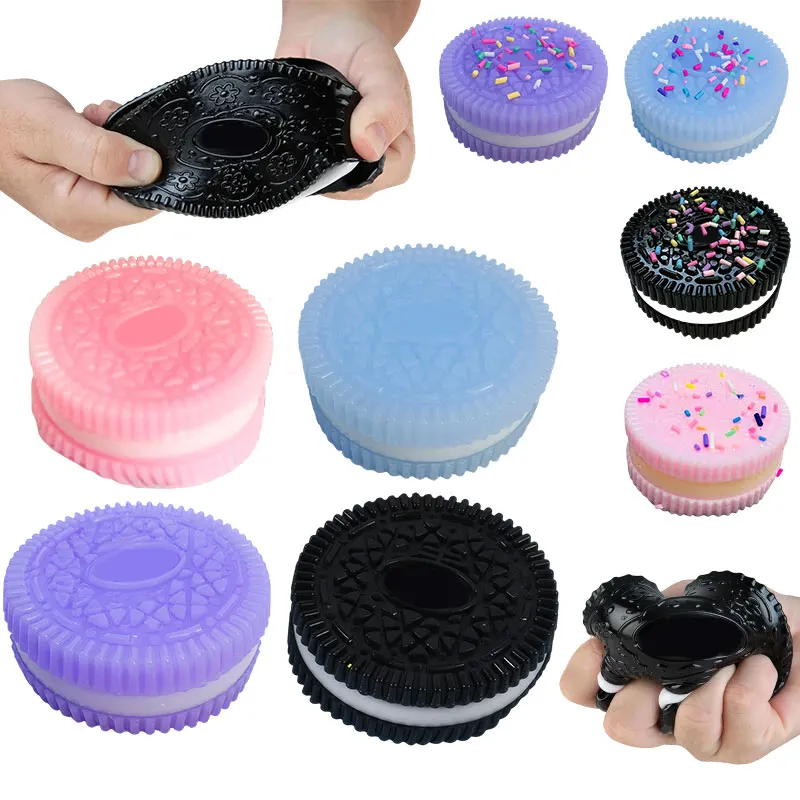 Soft Silicone Taba Squishy Sandwich Cookie Slow Rebound Hand Pinch Toy Sugar Sprinkle Decor Simulation Snack Stress Squeeze Toys