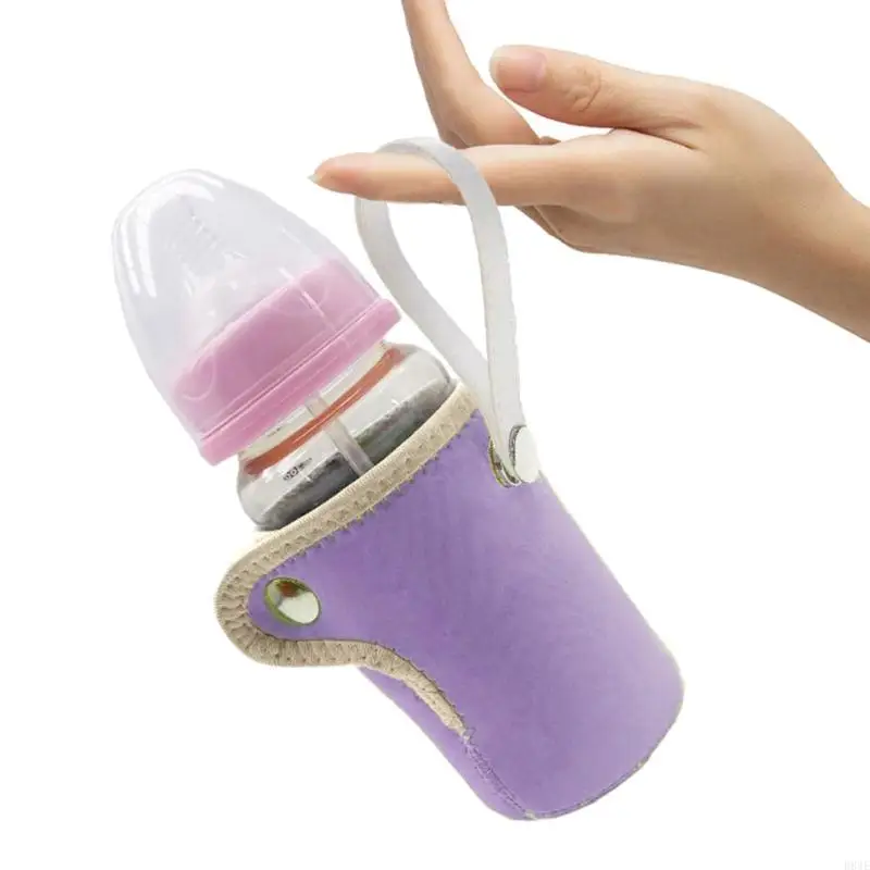 D84E USB Milk Warmer Bags Travel Water Heat Keeper พร้อมสายเคเบิลชาร์จและที่จับเครื่องทำความร้อนขวดเด็กสำหรับรถเข็นเด็ก