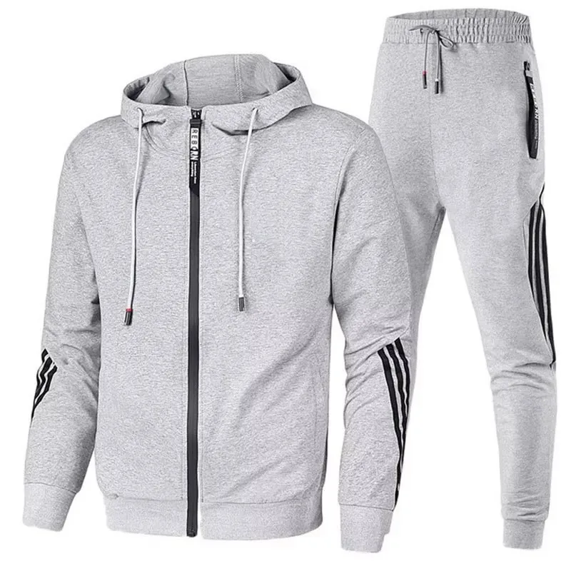 Conjunto esportivo masculino e feminino com zíper, capuz e calças de corrida, moda casual, novo, outono e inverno, 2024