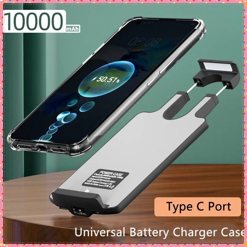 

6800/10000mAh Battery Charger Case for iPhone 12 13 pro Samsung S23 Portable External Power Bank Charger Case for Huawei Xiaomi