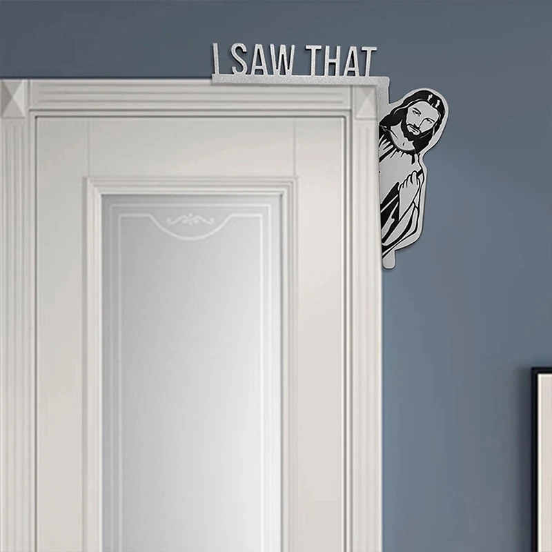 Jesus I Saw That Door Sitter Jesus Door Frame Decoration New Corner Sign Funny Decor Wood Frame For Desktop Shelf Edge Ornaments