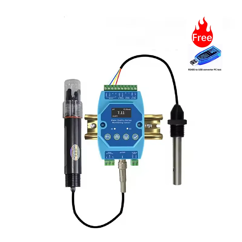 CE RS485 MULTI PARAMETER WATER EC PH PROBE 3 IN 1  SENSOR  WATER QUALITY ANALYSIS ELECTRODE FOR WATER TREATMENT