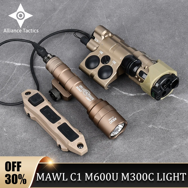 

Real MAWL C1 Metal Tactical Laser Airsoft Metal CNC Upgraded LED Surefir M300C M600U Flashlight Hunting Weapon Scout Light