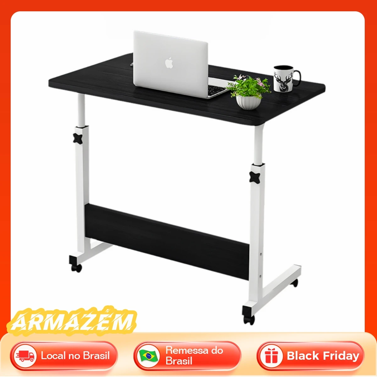 Mesa de escritório com altura ajustável, mesa móvel para laptop, mesa de estudo para estudantes, escrivaninha simples