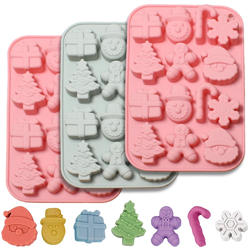 1pcs Christmas Tree Snowflake Chocolate Silicone Mould Santa Candy Biscuit Baking Set Diy Fest Cake Decoration