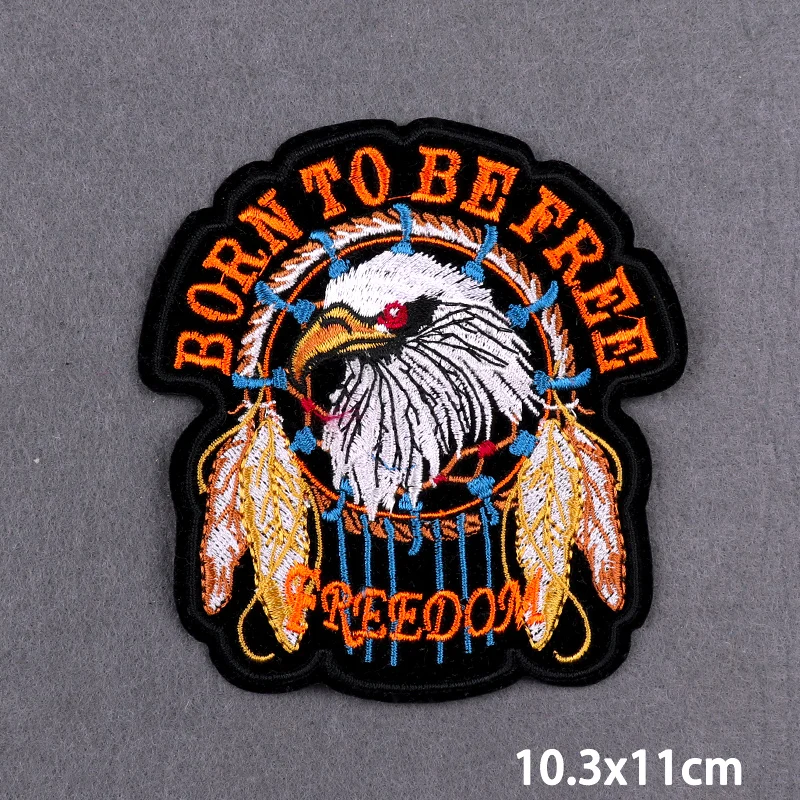 Live To Ride Punk Biker Patch Motorcycle Embroidery Iron On Patches For Clothes DIY Applique For Jacket Vest Decoration