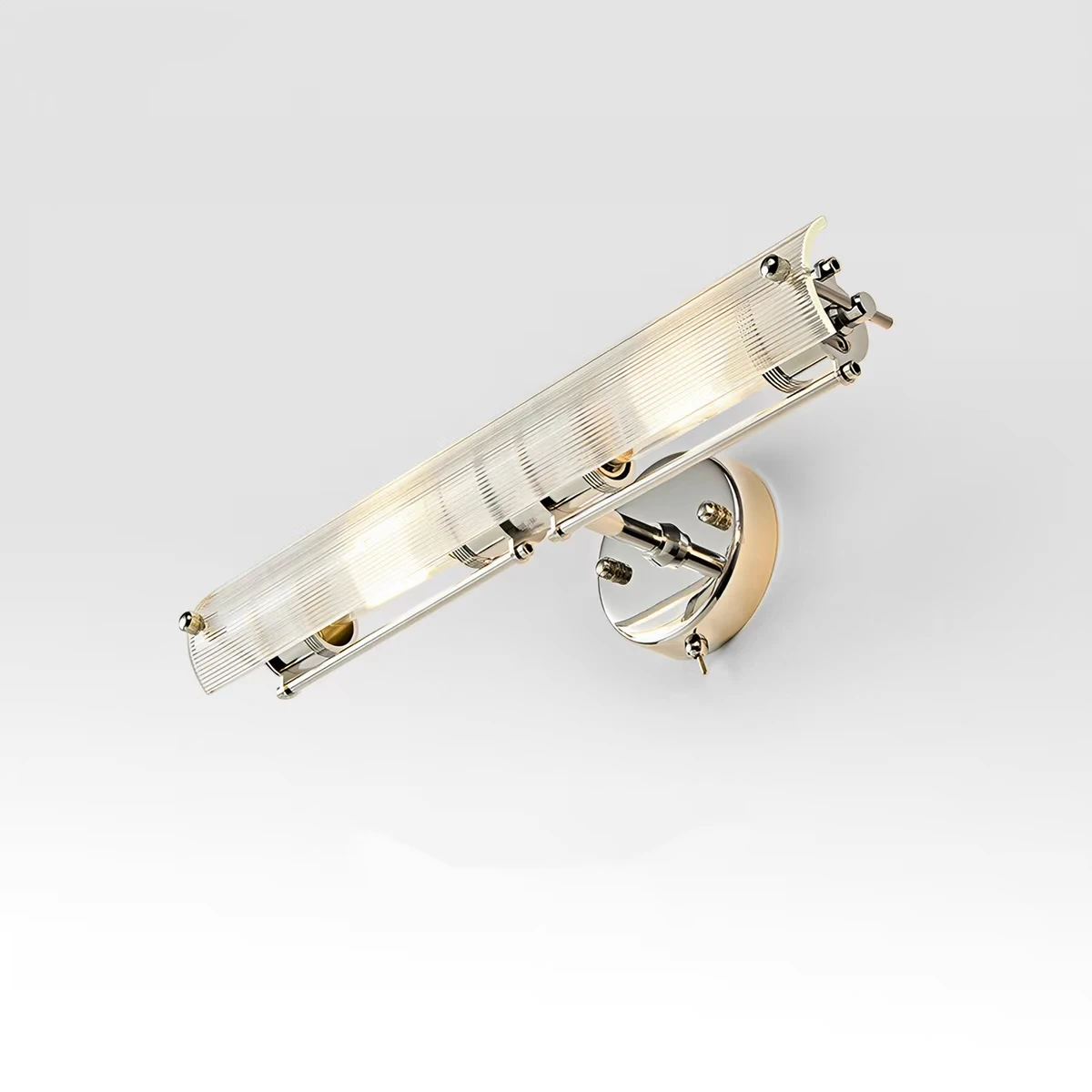 Modern Clear Glass Wall Lamp With Switch Chrome Metal Indoor Home Mirror Front Lighiting Fixtures E14 Bulb Sconce