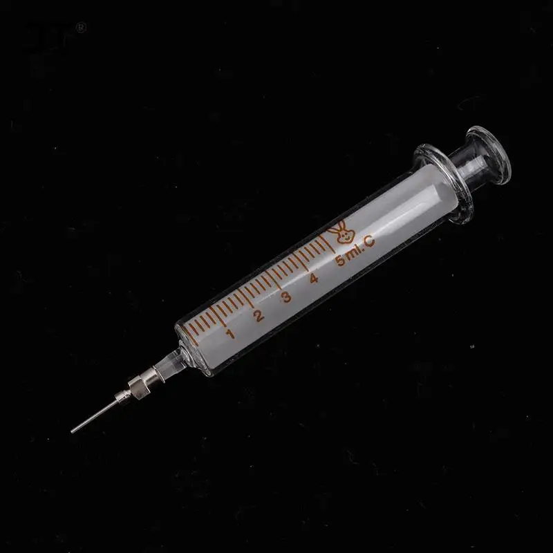 Glass Syringe 2ml 5ml 10ml Syringe Metal Needle Welding Oil Container Glass Push Rod Mobile Phone Repair Tool