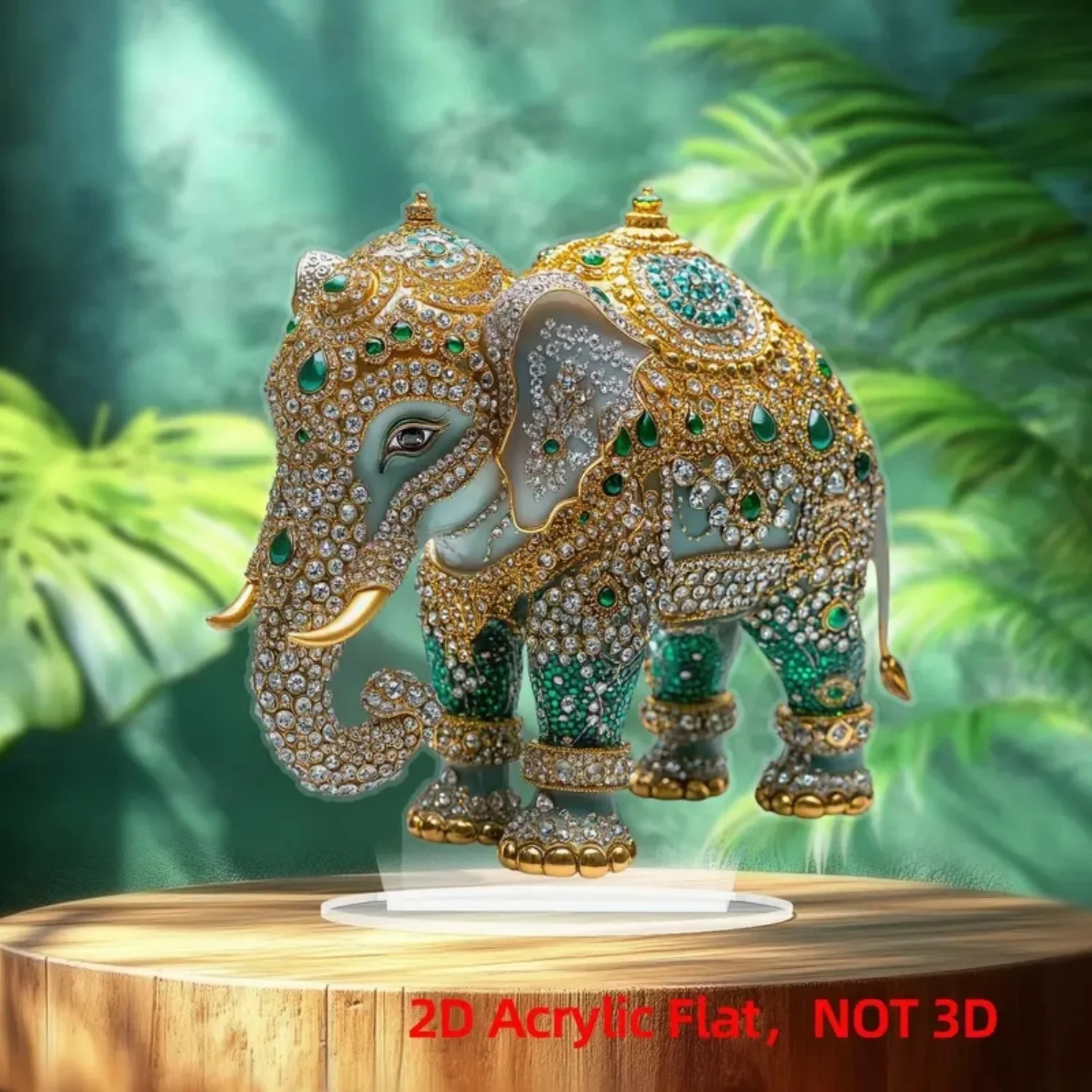 Retro Elephant Statue,2D Flat Acrylic Figurine,Home,Office,Cafe,room,Studio,display Case,Table Ornament Desktop Decor Kit